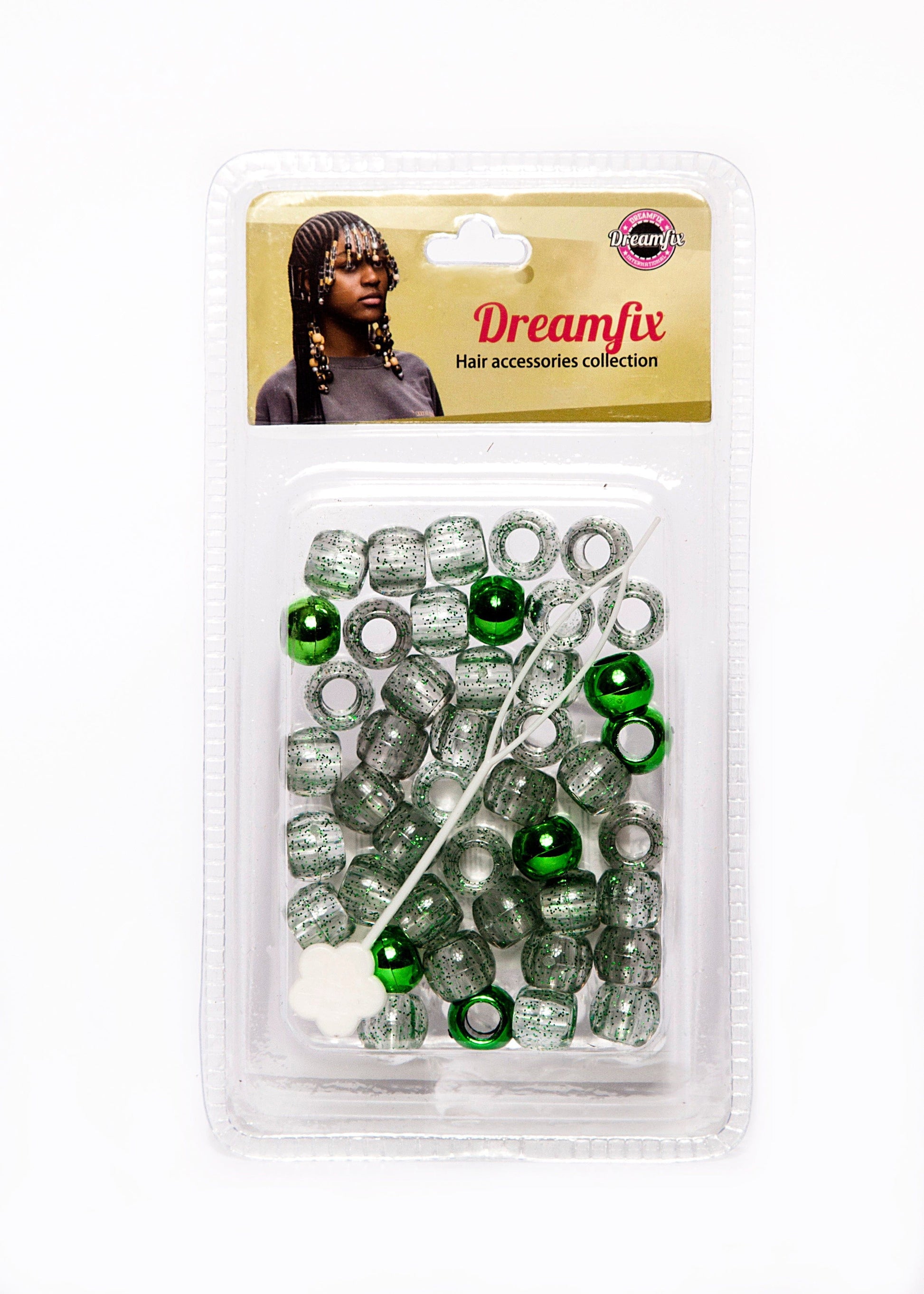 Dreamfix Health & Beauty Green Dreamfix Plastic Hair Beads Double Color For Kids and Transparent