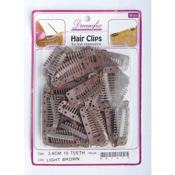 Dreamfix Health & Beauty Hair clips 50 PCS 10 Teeth 3.8cm : Light Brown Dreamfix Hair Clips for Extensions