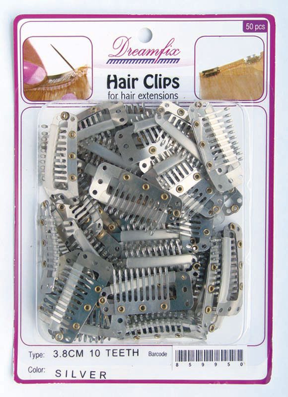 Dreamfix Health & Beauty Hair Clips 50 PCS 10 Teeth 3.8cm :Silver Dreamfix Hair Clips for Extensions