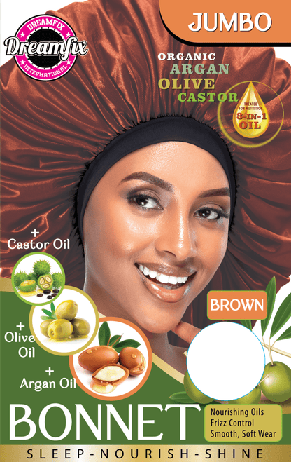 Dreamfix Health & Beauty Jumbo / Brown Dreamfix Organic Argan Olive Castor Bonnet