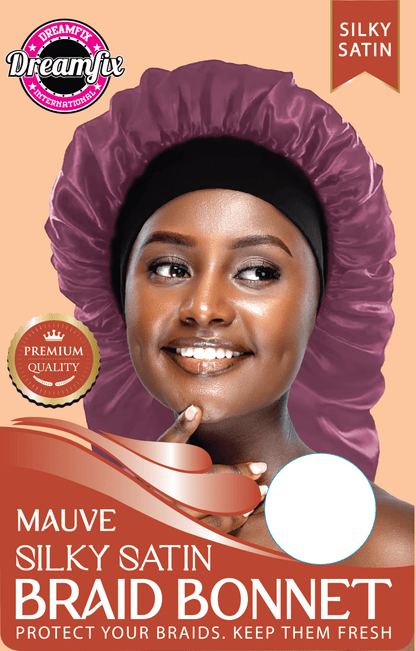 Dreamfix Health & Beauty Mauve Dreamfix Silky Satin Braid Long Bonnet