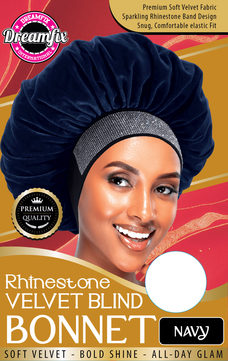 Dreamfix Health & Beauty Navy Dreamfix Rhinestone Velvet Blind Bonnet