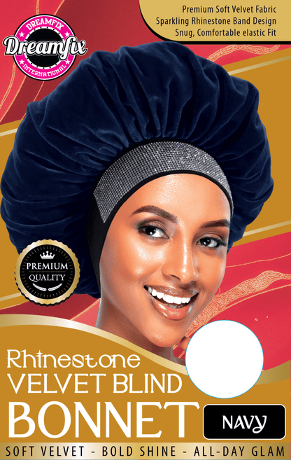 Dreamfix Health & Beauty Navy Dreamfix Rhinestone Velvet Blind Bonnet