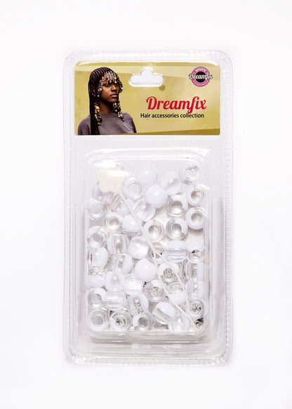 Dreamfix Health & Beauty white Dreamfix Plastic Hair Beads Double Color For Kids and Transparent