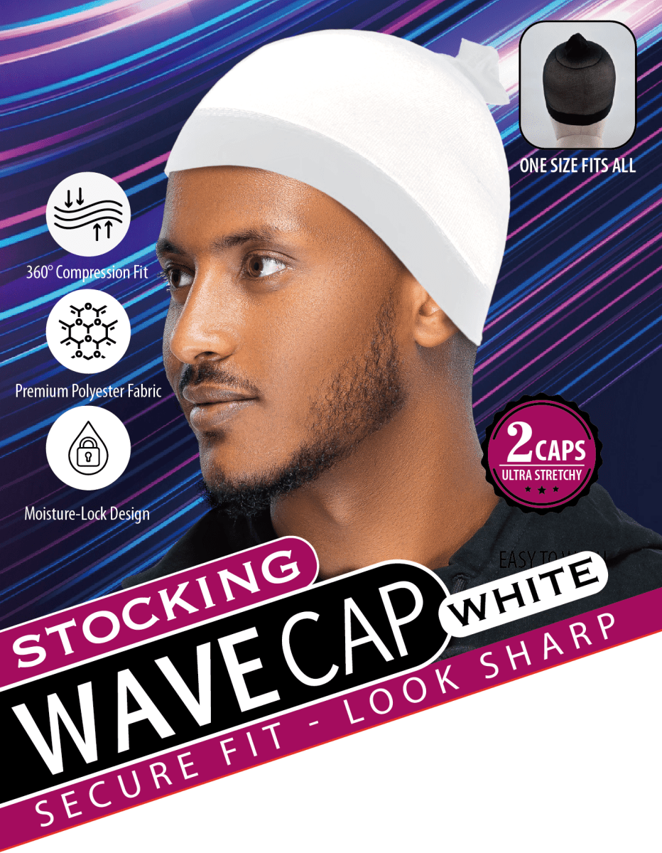 Dreamfix Health & Beauty White Dreamfix Stocking Wave Cap 2pcs