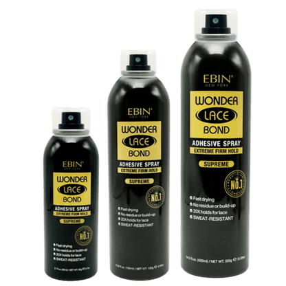 Ebin New York Wonder Lace Bond Adhesive Spray Extreme Firm Hold Supreme 420/180/80 ml | gtworld.be 