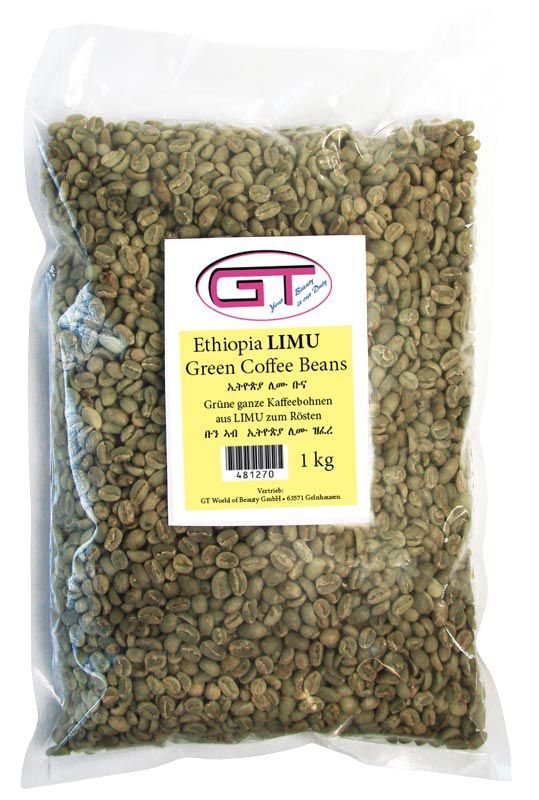 GT World Ethiopian grüne Kaffeebohnen (LIMU) 1 kg