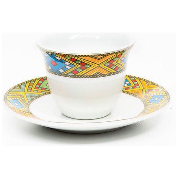 HABESHA Health & Beauty Coffee cups and coasters set of 6 decor Tibib