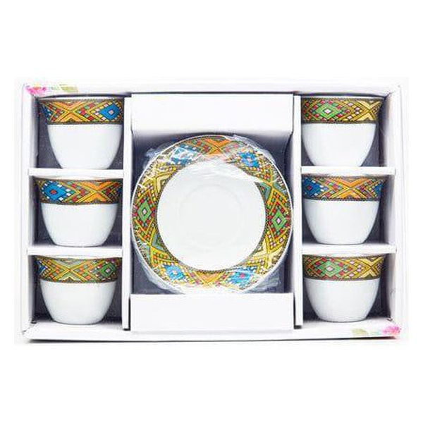 Coffee cups and coasters set of 6 decor Tibib