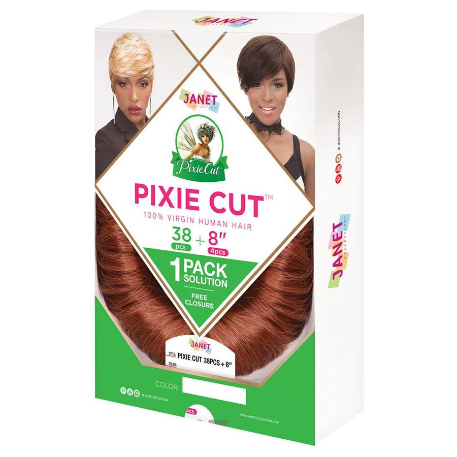 Janet Collection Health & Beauty Janet Collection Pixie Cut 38pcs + 8"(4pcs) 100% cheveux humains vierges