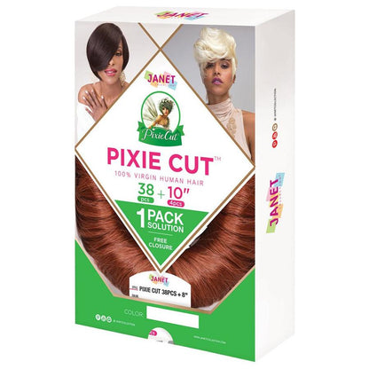 Janet Collection Pixie Cut 38pcs + 10"(4 pcs) 100% Virgin De vrais cheveux