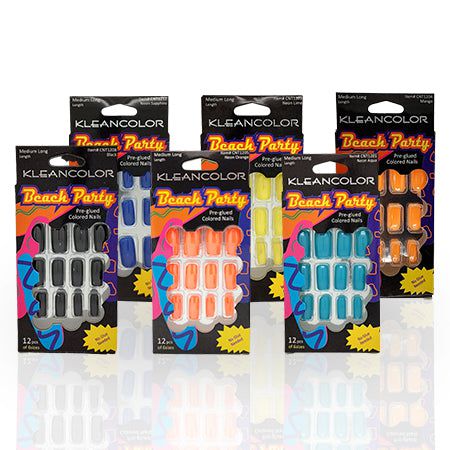 Kleancolor Beach Party Pre-glued Colored Nails 12 Pcs of 6 Sizes | gtworld.be 