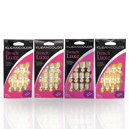 Kleancolor Kleancolor French Luxe Pre-glued French Nails With Tabs 24 Pcs Of 12 Sizes
