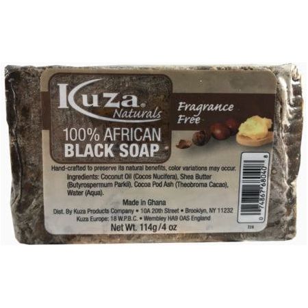 Kuza 100% African Black Soap Fragrance Free 4 oz