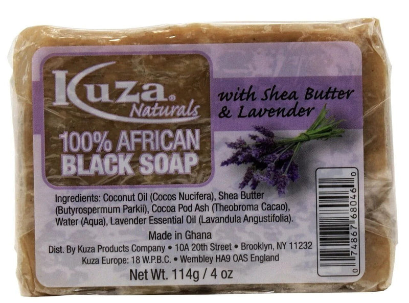 Kuza Kuza 100% African Black Soap With Shea Butter & Lavender 4 oz