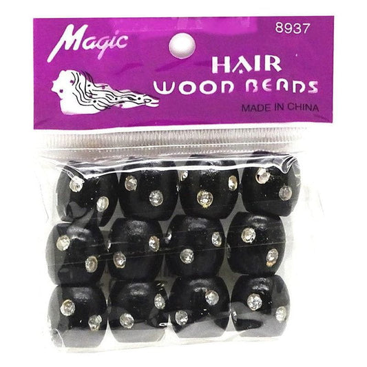 Magic Health & Beauty Magic Hair Wood Beads mit Diamond (12 Stck.) #8937