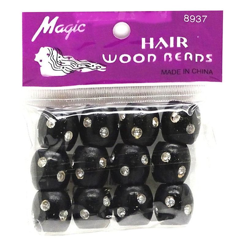 Magic Hair Wood Beads mit Diamond (12 Stck.) #8937