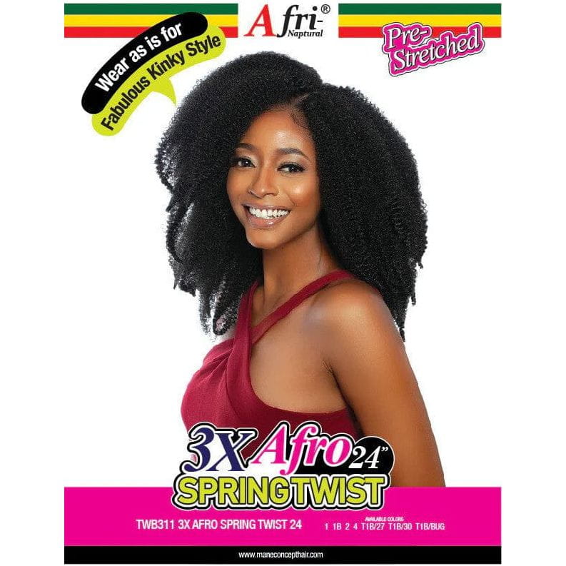 Mane Concept Health & Beauty Mane Concept Afri-Naptural 3X Afro Spring Twist  Cheveux synthétiques 16" / 24"