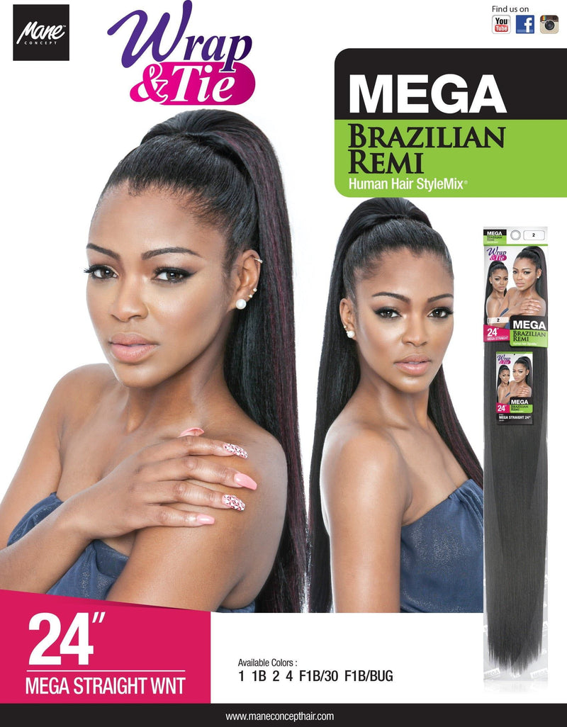 Mane Concept Mega Brazilian Wrap-N Mega Straight Wint 24" - Human Hair