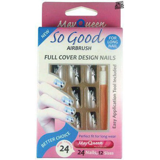 MayQueen Nails 17804 So Good Airbrush Full Cover Design Nails, 24 Nails , 12 Sizes