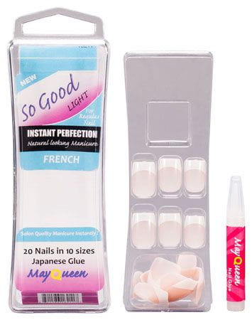 MayQueen So Good Light Instant Perfection Natural Looking Manicure French 20 Nails In 10