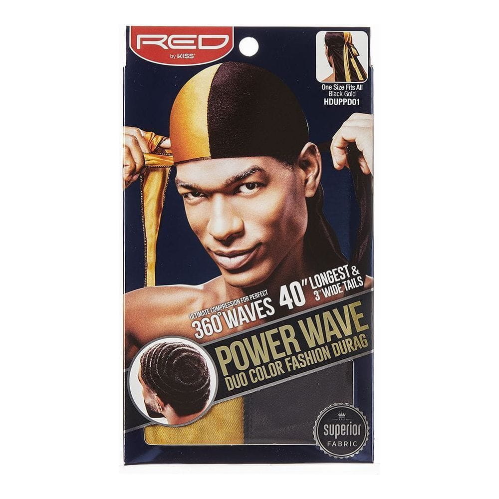 Red by Kiss Health & Beauty RED By Kiss: Power Wave DUO Durag - Black/Gold