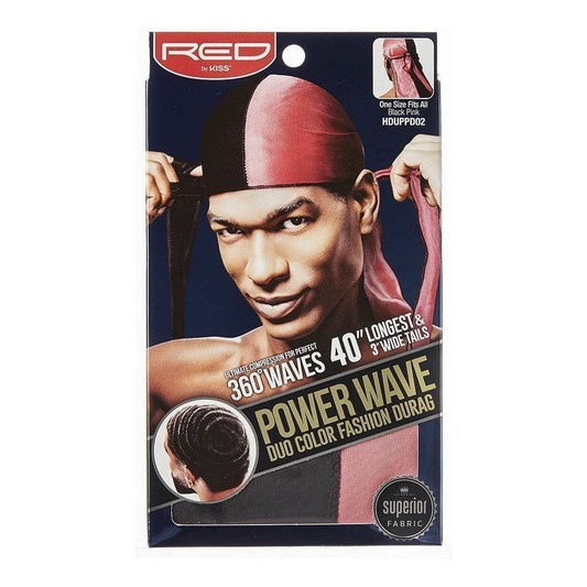 Red by Kiss Health & Beauty RED By Kiss: Power Wave DUO Durag - Black/ Pink