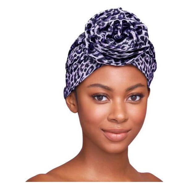 Red by Kiss Health & Beauty Red By Kiss Top Knot Pre-Tied Turban - Purple Leopard