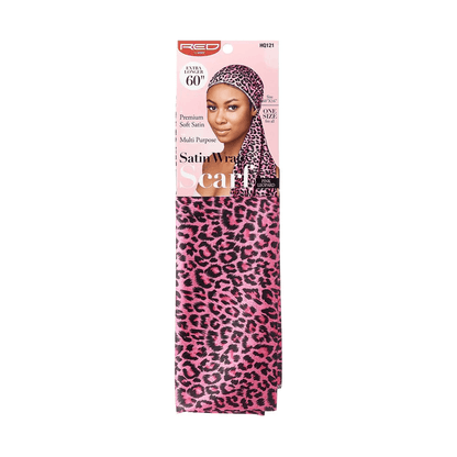 Red by Kiss Health & Beauty Satin Wrap Scarf Pink Leopard Red By Kiss Premium Satin Scarfs