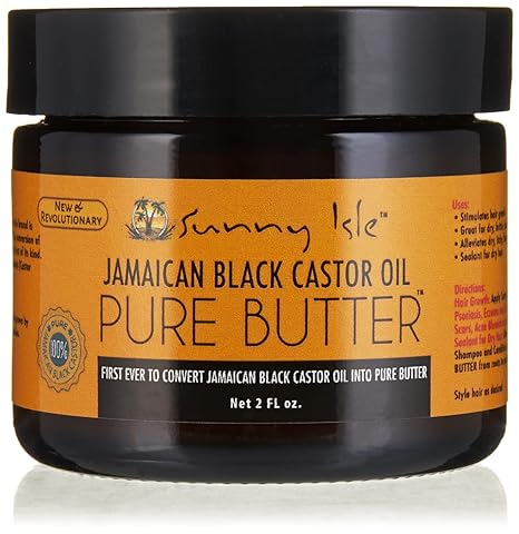 Sunny Isle Health & Beauty 2oz Sunny Isle - Huile de ricin noire jamaïcaine, beurre pur (2oz/4oz/8oz)