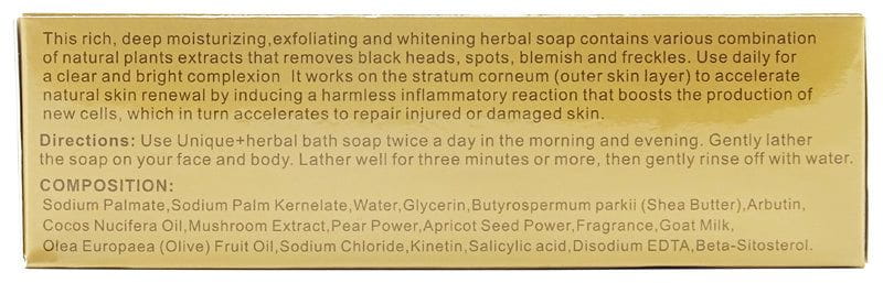 Unique + Unique+ Moisturizing Exfoliating and Whitening Soap 200g