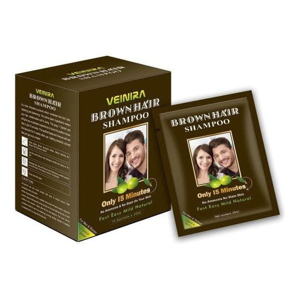 Veinira Health & Beauty Veinira Brown Veinira Hair Color Shampoo 10 Packs of 25ml