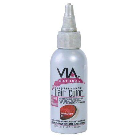 Via Natural Health & Beauty Via Hair Color Burgundy 84 60ml/2oz Via Natural Semi-Permanent Hair Color 60ml