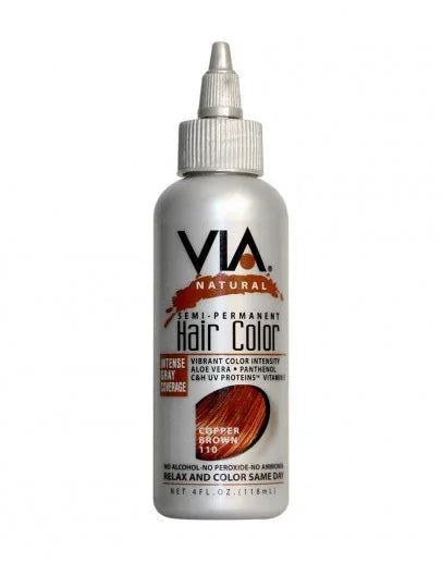 Via Natural Health & Beauty Via Hair Color Copper Brown 110 118ml/4oz Via Natural Semi-Permanent Hair Color 118ml