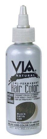 Via Natural Via Hair Color Black Satin 128 118ml Via Natural Semi-Permanent Hair Color 118ml