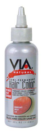 Via Natural Via Hair Color Bright Red 62 118ml Via Natural Semi-Permanent Hair Color 118ml