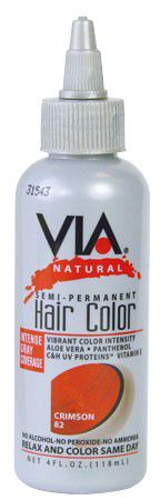 Via Natural Via Hair Color Crimson 82 118ml Via Natural Semi-Permanent Hair Color 118ml