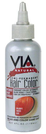 Via Natural Via Hair Color Ruby Red 64 118ml Via Natural Semi-Permanent Hair Color 118ml