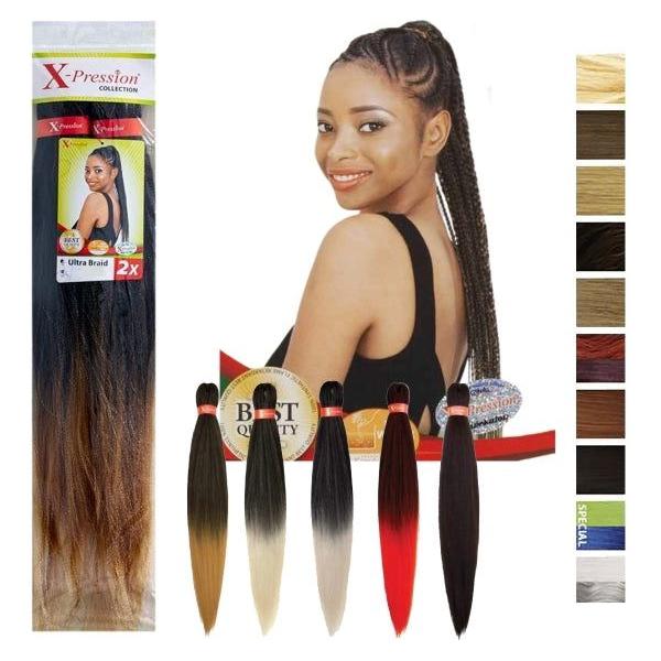 X-Pression Health & Beauty X-Pression 2x Pre Stretched Ultra Braid 46" (116cm) - Weight: 160-165g